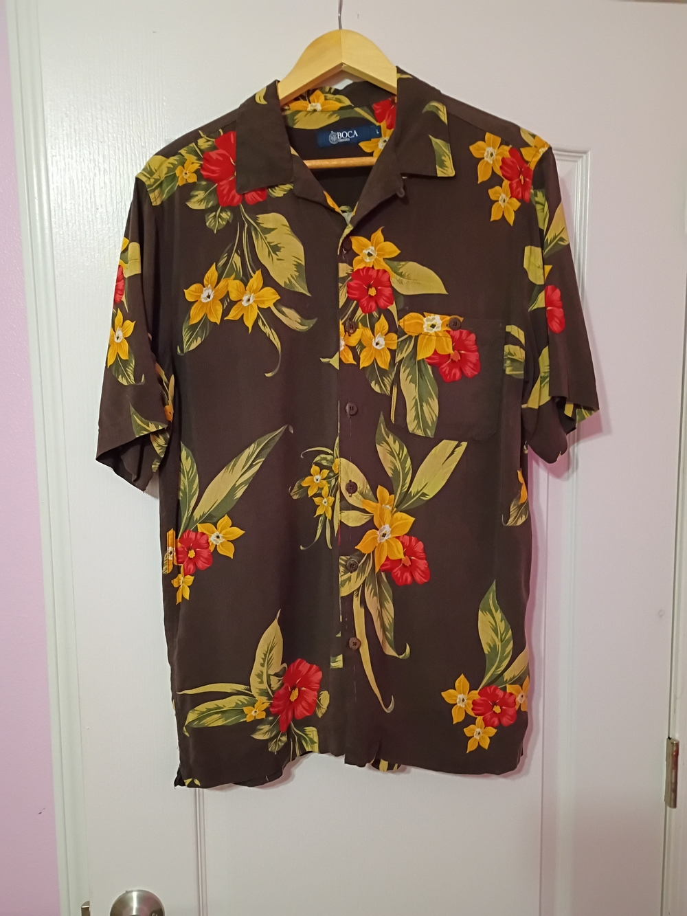 BOCA Classic Brown Floral Hawaiian Camp Shirt - Men